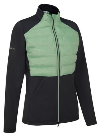 PING Clare Zoned Fleece dámska bunda, black/eucalyptus multi