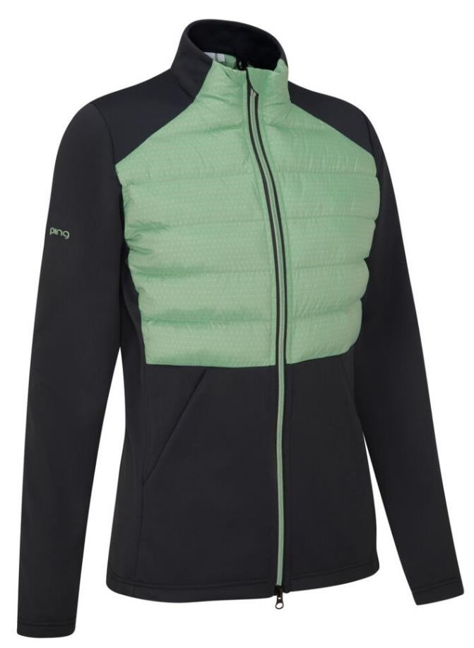 PING Clare Zoned Fleece dámska bunda, black/eucalyptus multi