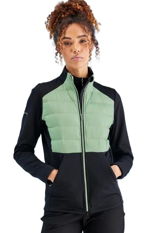 PING Clare Zoned Fleece dámska bunda, black/eucalyptus multi
