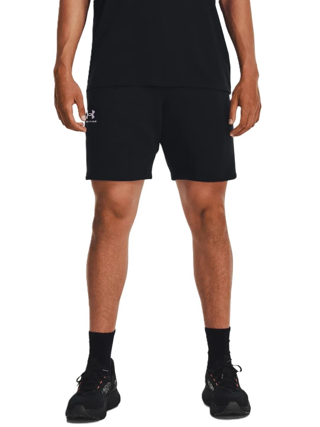Under Armour Essential Fleece pánske kraťasy, čierno/biele