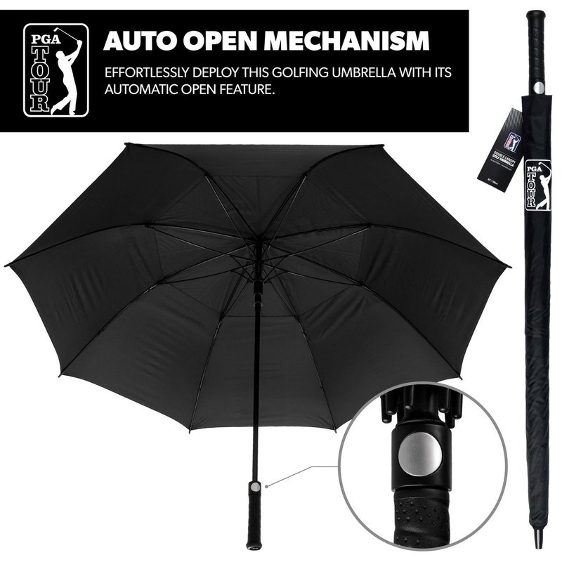PGA Tour Windproof Double Canopy 62" dáždnik, čierna