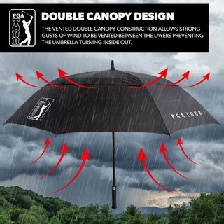 PGA Tour Windproof Double Canopy 62" dáždnik, čierna