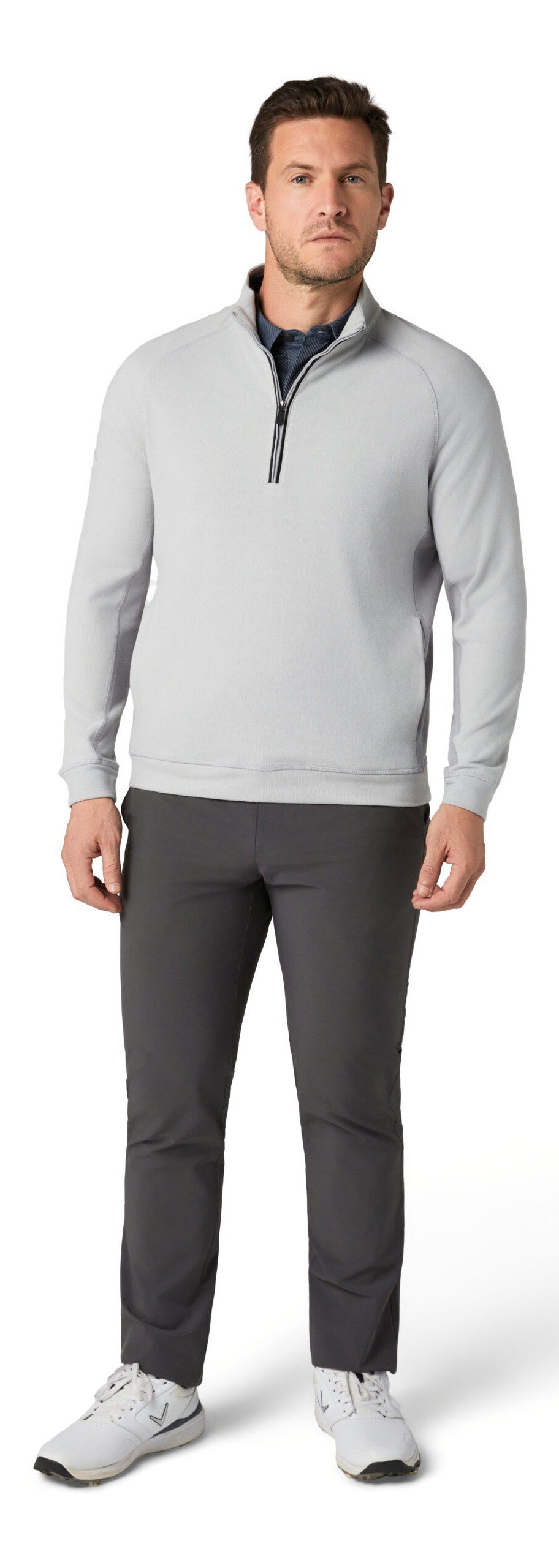 Callaway Brushed Rib 1/4 Zip pánska mikina, concrete