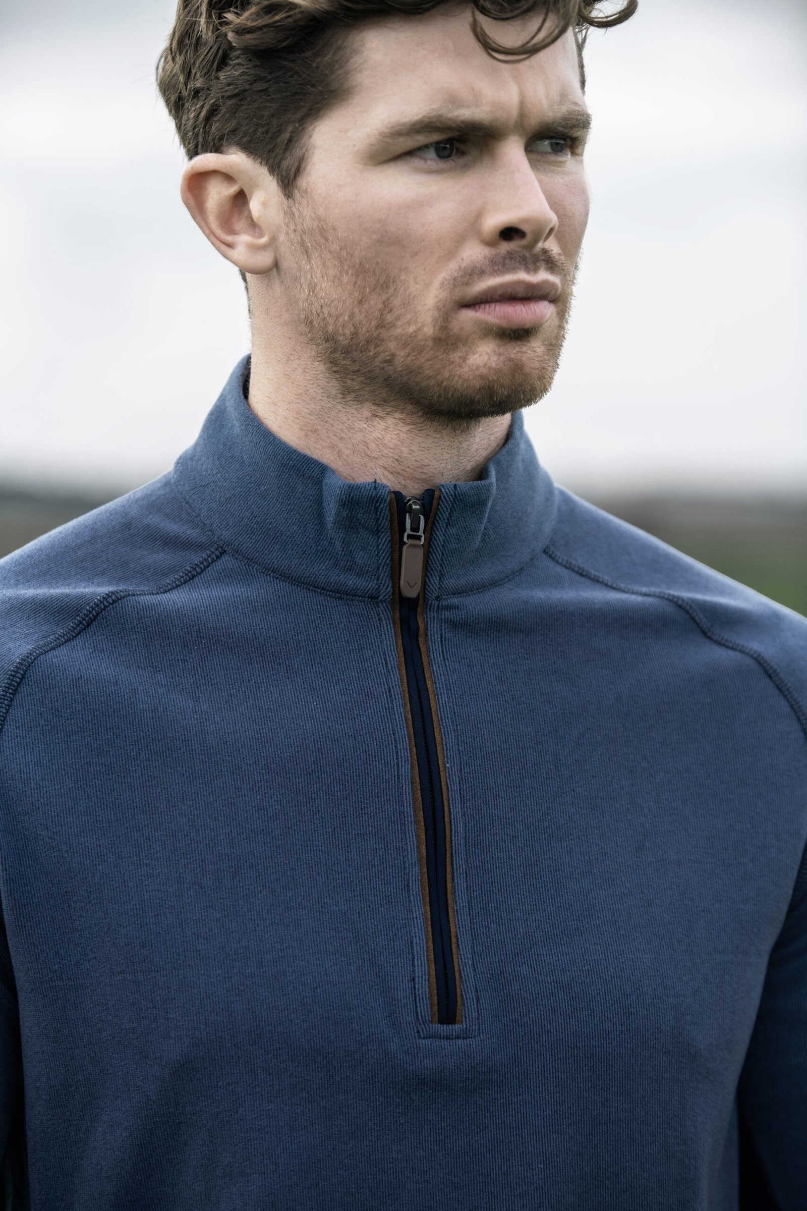 Callaway Brushed Rib 1/4 Zip pánska mikina, peacoat heather