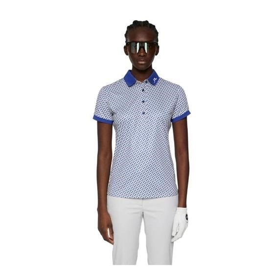 J.Lindeberg Tour Tech Print dámske polo, tour geo moonbeam