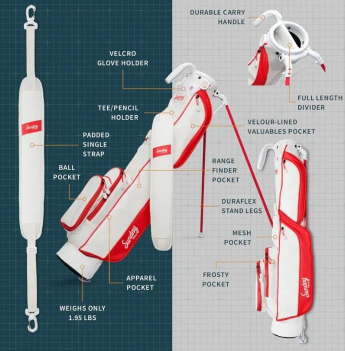 Sunday Golf Loma pencil bag, červená/off white