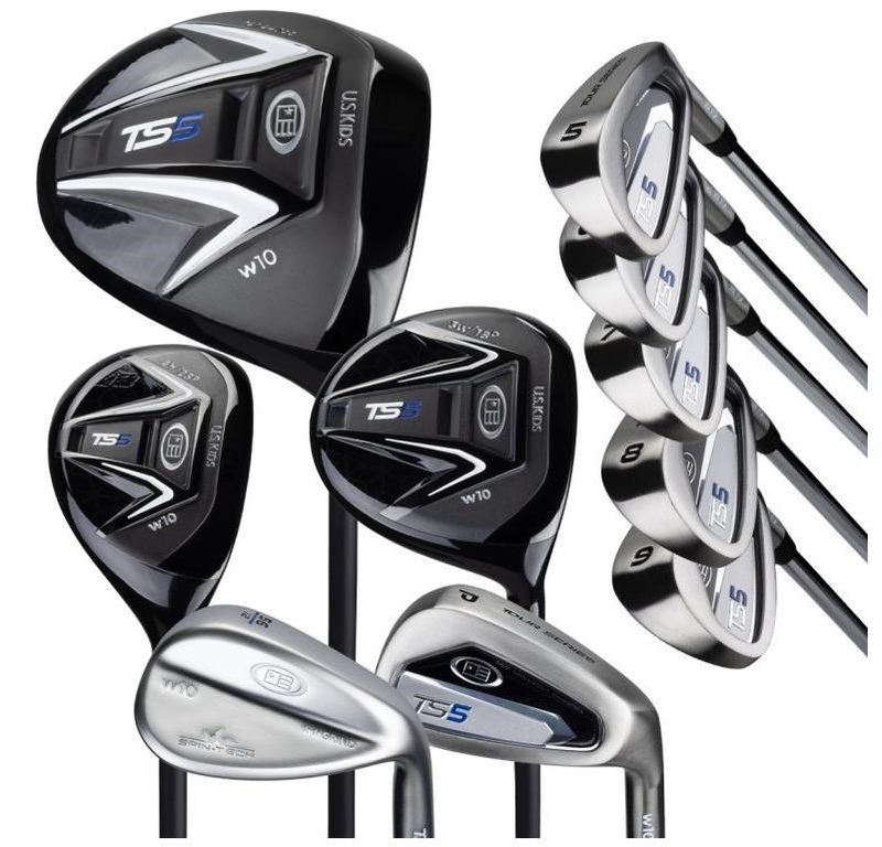 U.S. Kids Golf TS5-57 (145cm) 10-Club Combo juniorský golfový set, oceľ, + stand bag, čierna/biela