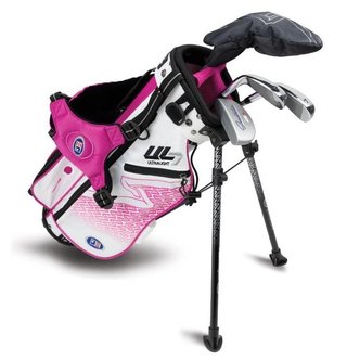 U.S. Kids Golf UL7-42 (107cm) 4-Club juniorský golfový set, grafit, + stand bag, biela/ružová