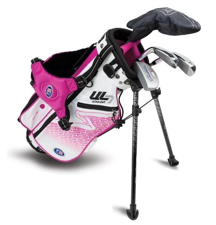 U.S. Kids Golf UL7-42 (107cm) 4-Club juniorský golfový set, grafit, + stand bag, biela/ružová