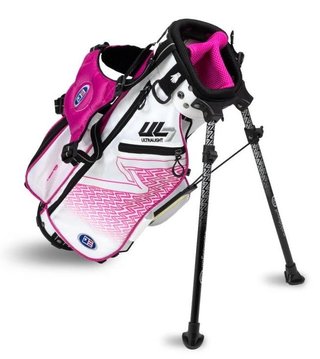 U.S. Kids Golf UL7-42 (107cm) 4-Club juniorský golfový set, grafit, + stand bag, biela/ružová