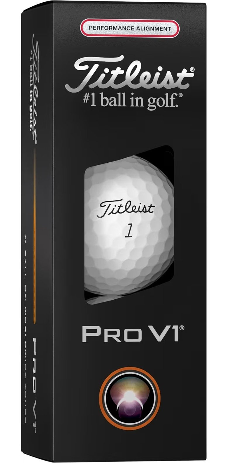 Titleist Pro V1 2025 golfové loptičky, Performance Alignment RED
