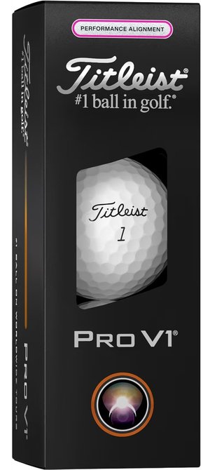 Titleist Pro V1 2025 golfové loptičky (12 loptičiek), Performance Alignment Pink