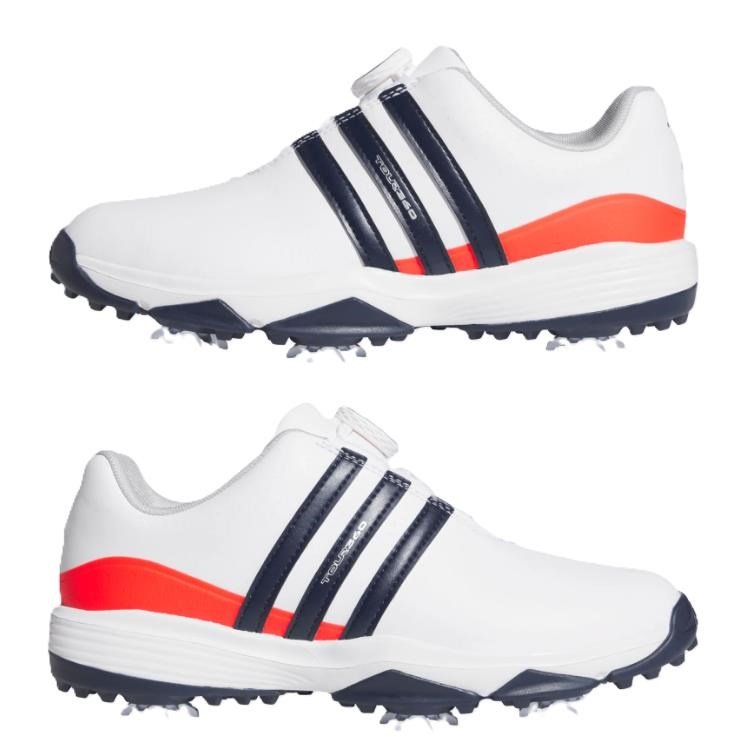 Adidas Tour360 24 Boa juniorské golfové topánky, biele