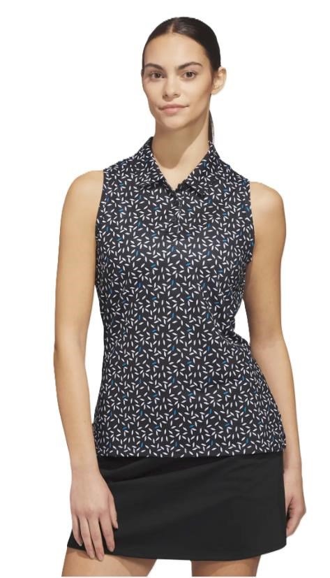 Adidas Ultimate365 All Over Print Sleeveless dámske polo, čierne