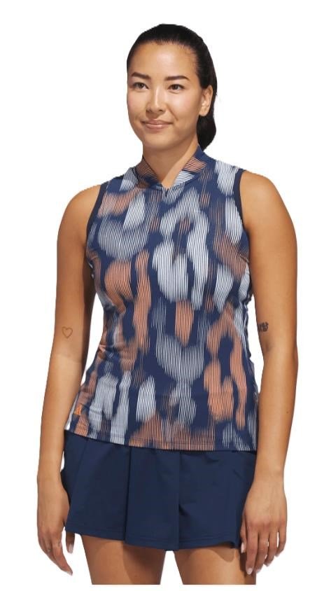 Adidas Ultimate 365 Ottoman Printed Sleeveless dámske polo, navy