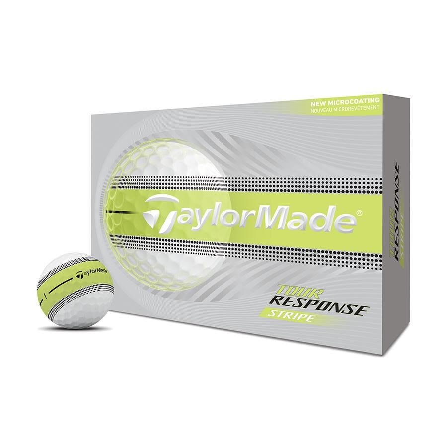 JuCad TaylorMade Tour Response Stripe golfové loptičky 2026 (12 ks), neónová žltá