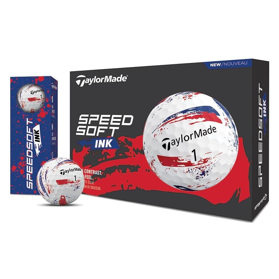 TaylorMade SpeedSoft Ink golfové loptičky, modré/červené