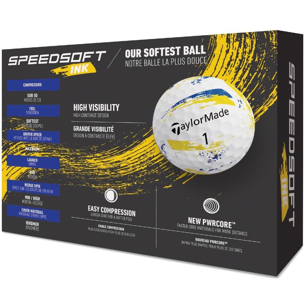 TaylorMade SpeedSoft Ink golfové loptičky, žlto/modré