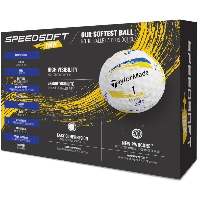 TaylorMade SpeedSoft Ink golfové loptičky, žlto/modré