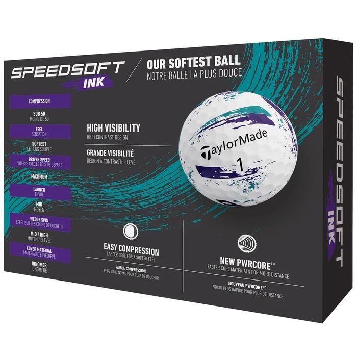 TaylorMade SpeedSoft Ink golfové loptičky, fialové/tyrkysové