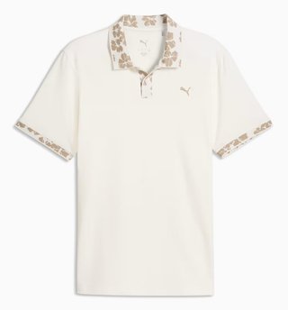 Puma Modalon Floral Rib pánske polo, warm white/ice coffee