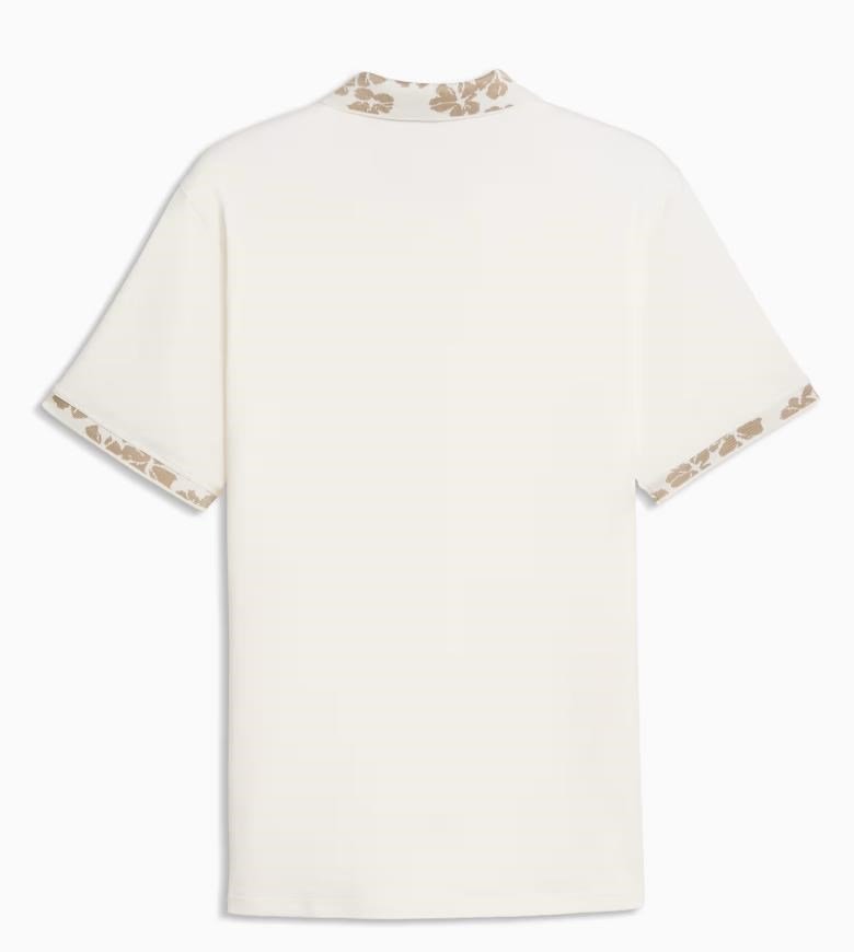 Puma Modalon Floral Rib pánske polo, warm white/ice coffee
