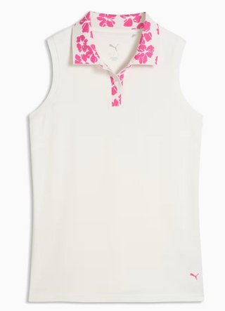 Puma Modalon Floral Rib Sleeveless dámske polo, warm white/pink opal