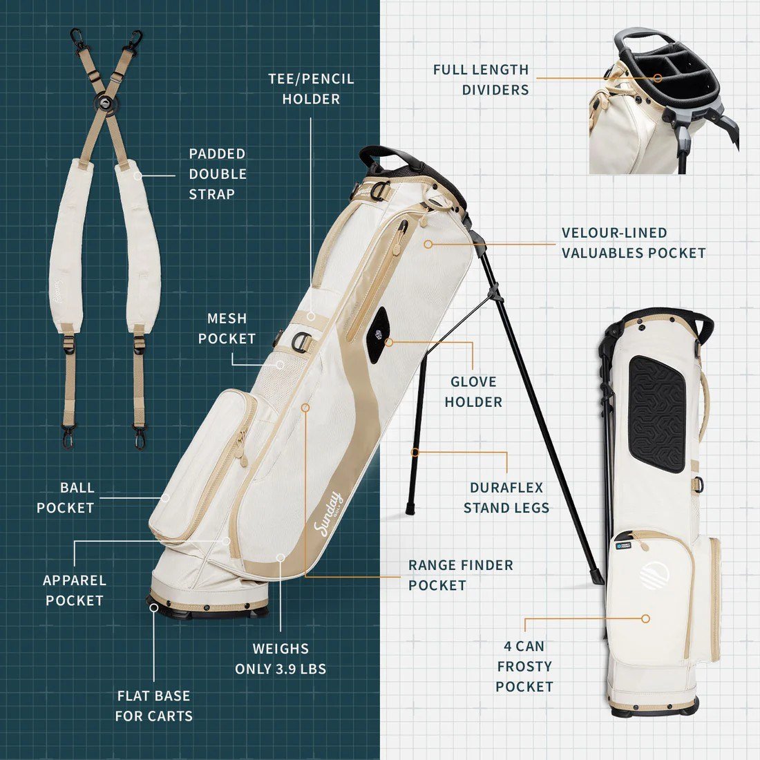 Sunday Golf El Camino pencil bag, toasted almond