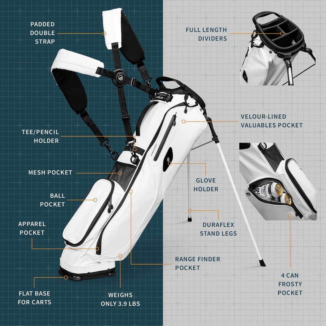 Sunday Golf El Camino S-Class pencil bag, biely