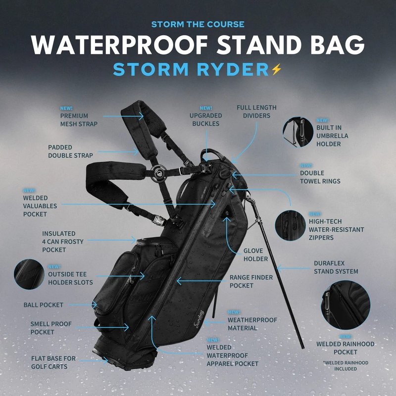 Sunday Golf Storm Ryder stand bag, čierny