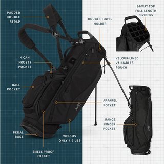Sunday Golf Ryder 14 way stand bag, čierny