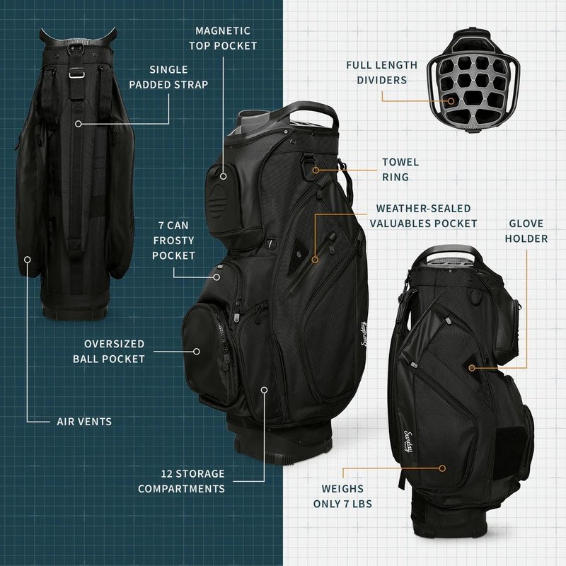 Sunday Golf Big Rig cart bag, matná čierna