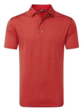 FootJoy Micro Feeder Stripe Lisle pánske polo, red tonal