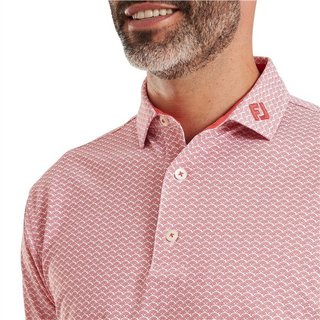 FootJoy Scallop Geo Pique pánske polo, nantucket red