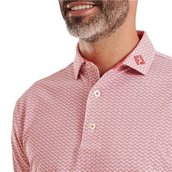 FootJoy Scallop Geo Pique pánske polo, nantucket red