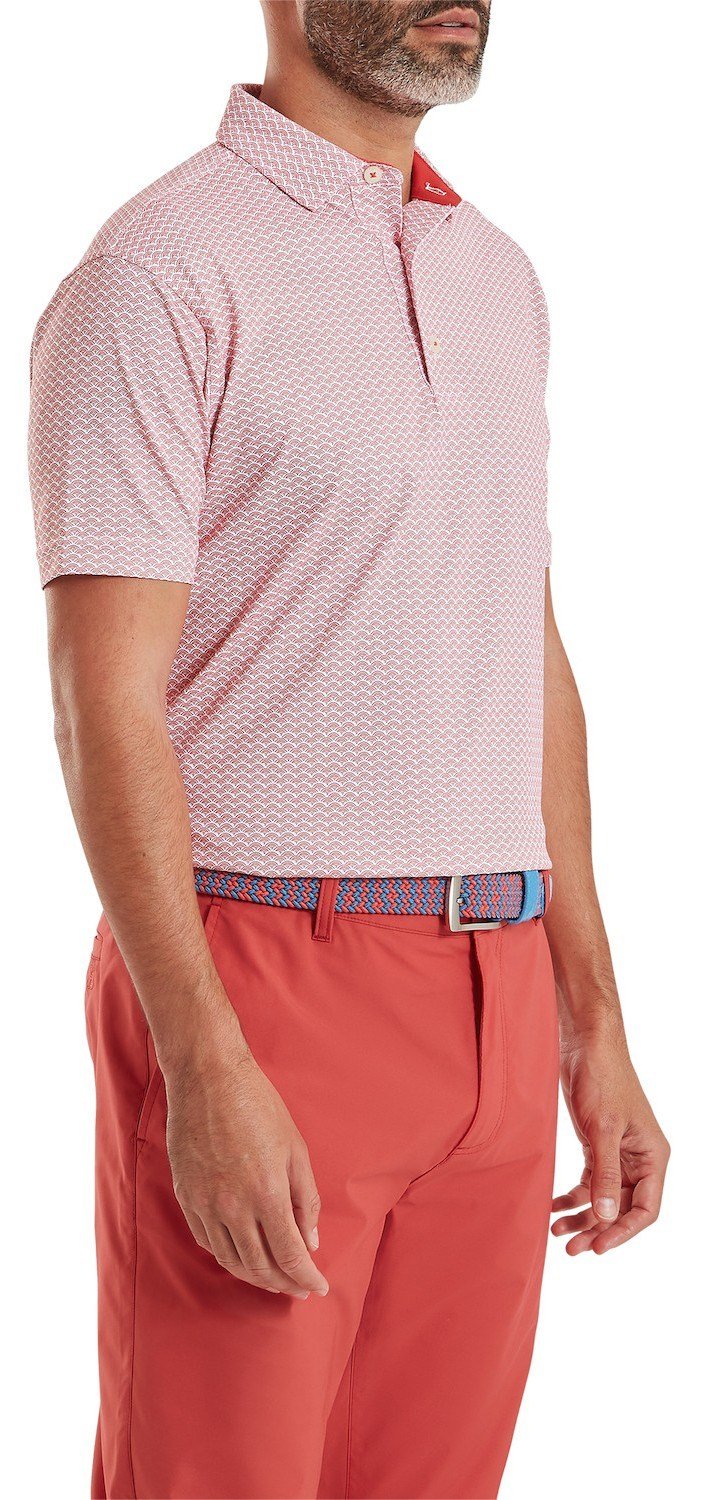 FootJoy Scallop Geo Pique pánske polo, nantucket red