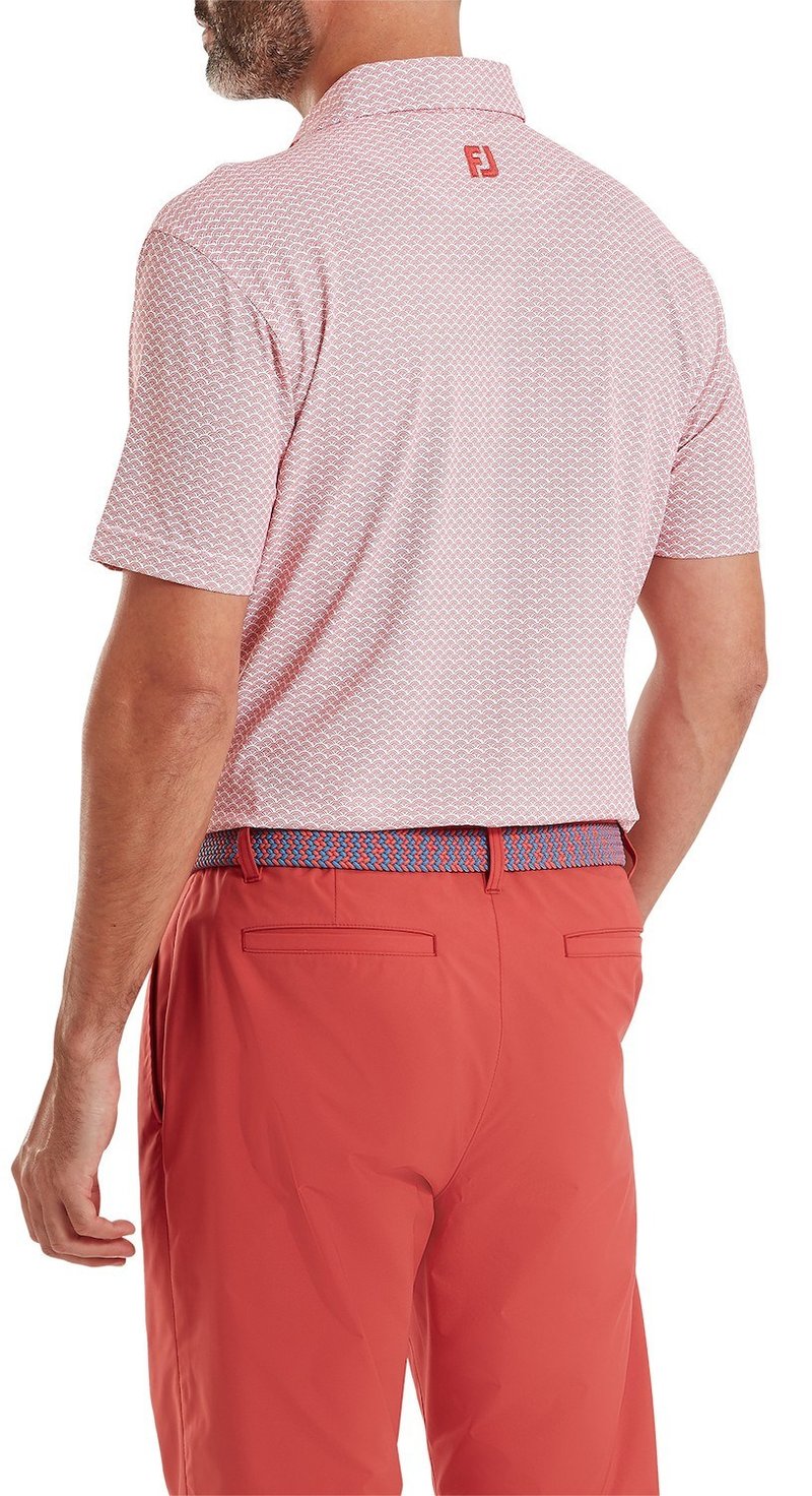 FootJoy Scallop Geo Pique pánske polo, nantucket red