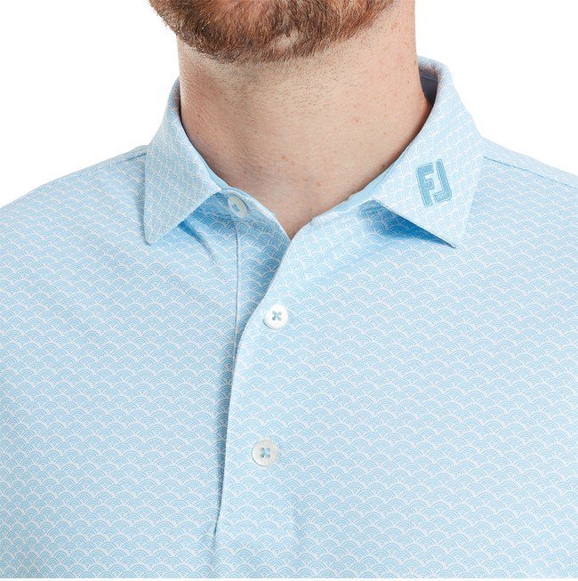 FootJoy Scallop Geo Pique pánske polo, blue reef