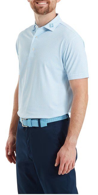 FootJoy Scallop Geo Pique pánske polo, blue reef