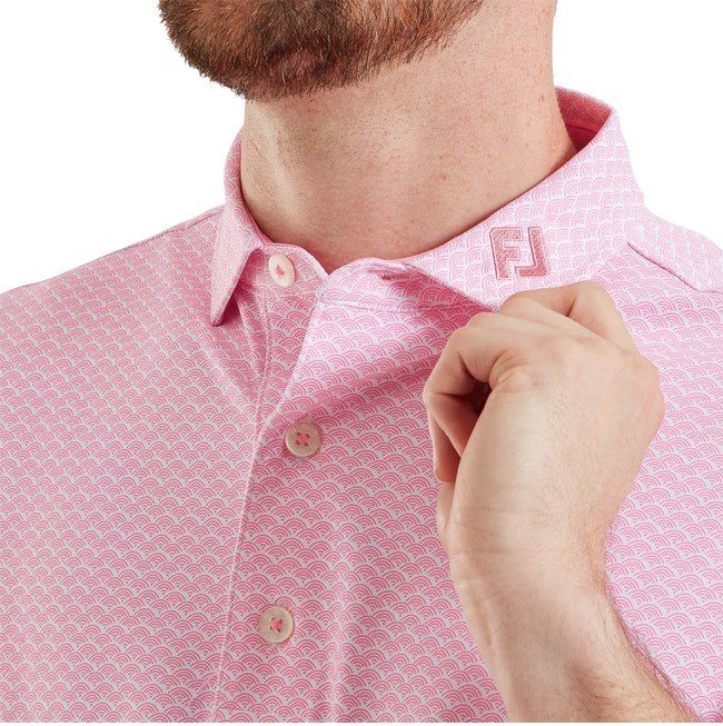 FootJoy Scallop Geo Pique pánske polo, pink pop