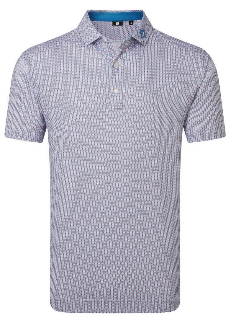 FootJoy Nautical Flag Print Lisle pánske polo, nantucket red/coastal blue