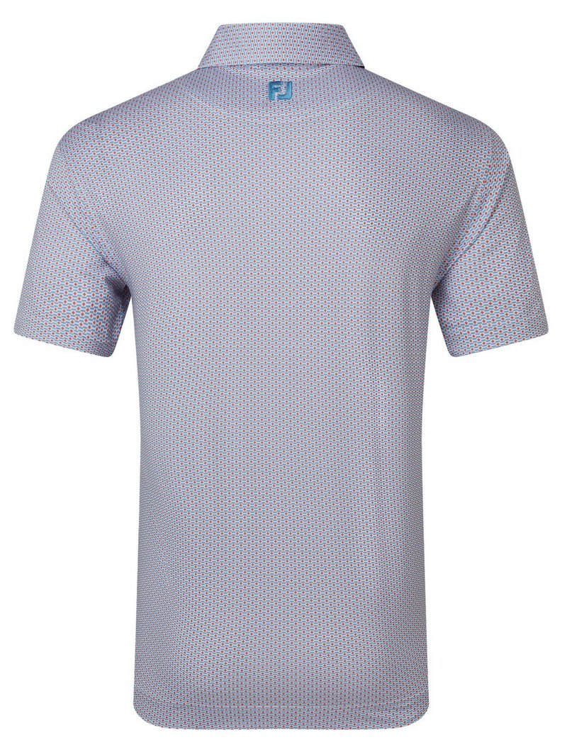 FootJoy Nautical Flag Print Lisle pánske polo, nantucket red/coastal blue