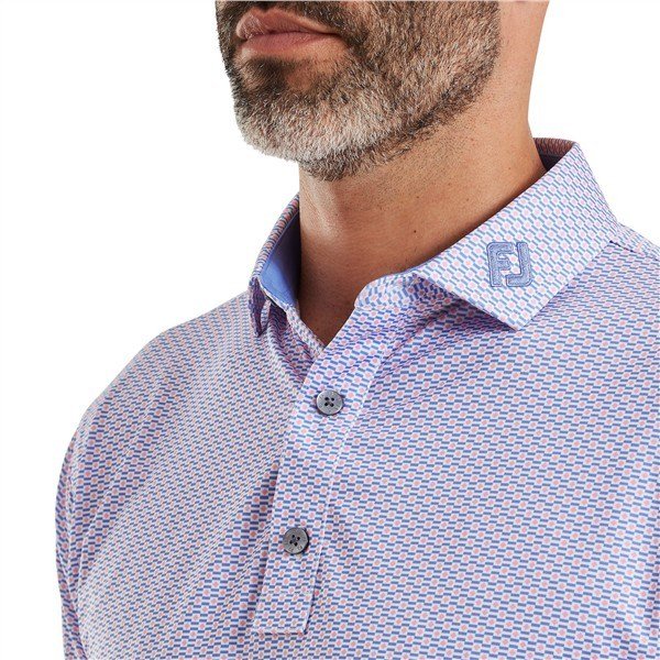 FootJoy Nautical Flag Print Lisle pánske polo, pink pop/vivid violet