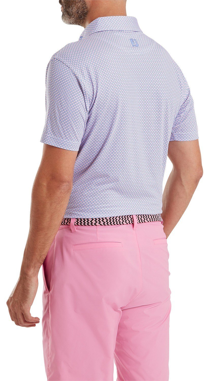 FootJoy Nautical Flag Print Lisle pánske polo, pink pop/vivid violet