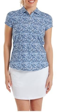 FootJoy Cap Sleeve Lisle dámske polo, navy floral print