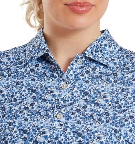 FootJoy Cap Sleeve Lisle dámske polo, navy floral print