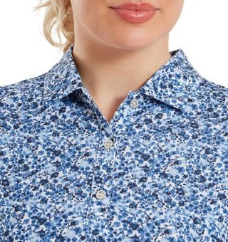 FootJoy Cap Sleeve Lisle dámske polo, navy floral print