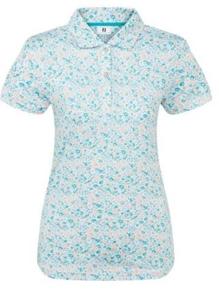 FootJoy Cap Sleeve Lisle dámske polo, tile blue floral print