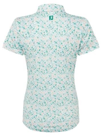 FootJoy Cap Sleeve Lisle dámske polo, tile blue floral print
