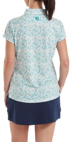 FootJoy Cap Sleeve Lisle dámske polo, tile blue floral print